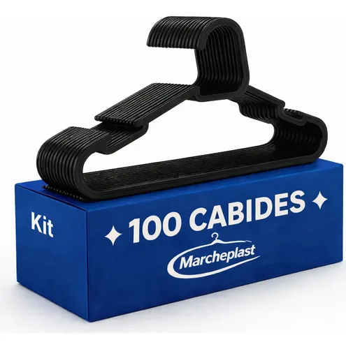 Kit 100 Cabide Adulto Preto Organizador Roupa Reforçado Preto