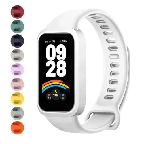 Pulseira 2em1 Protetora Para Xiaomi Smart Band 9 Active 1.47 Cor Branco Bon Vivant