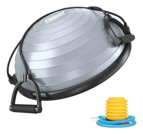 Meia Bola Suiça Bosu Balance Dome Ball Pilates Yoga Inflador Cor Cinza